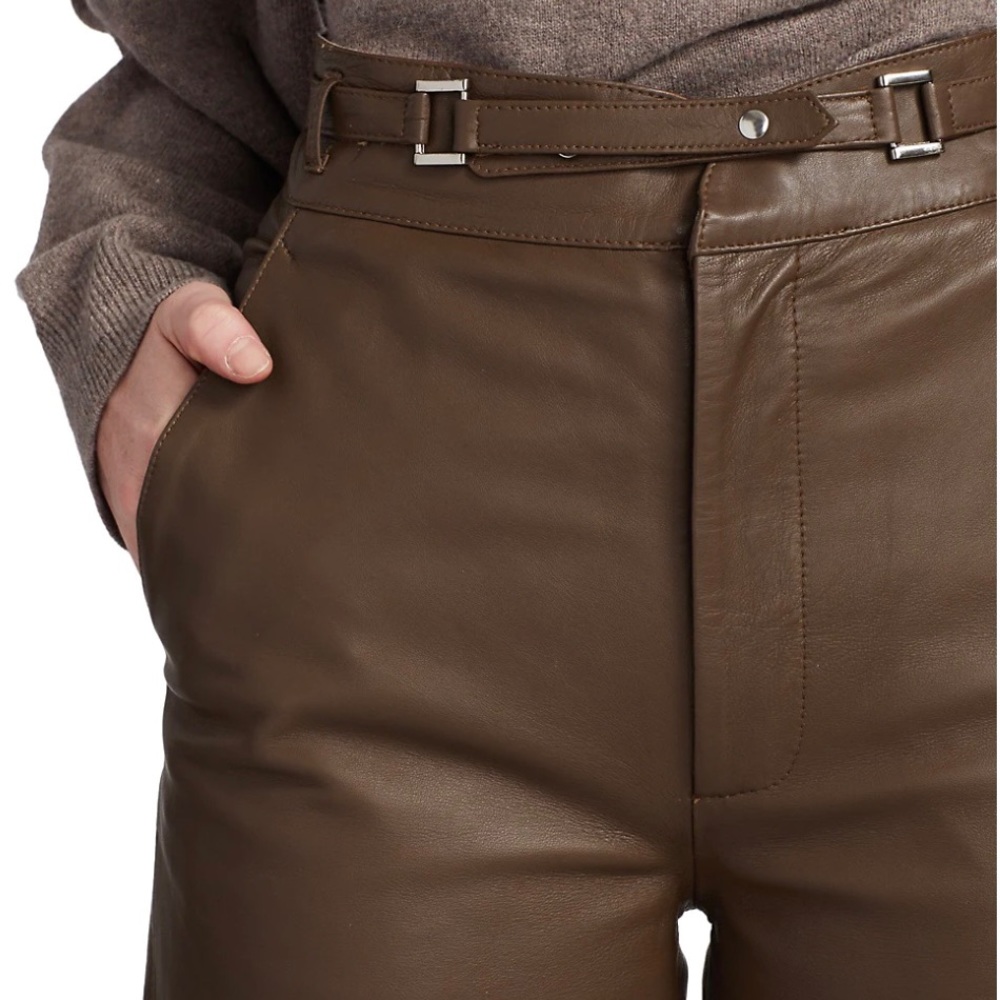 Leather straight leg pants used